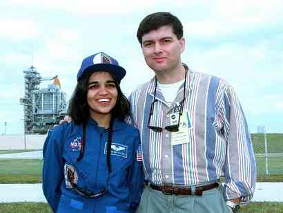 Mission Specialist Kalpana Chawla poses with her husband Jean-Pierre Harrison